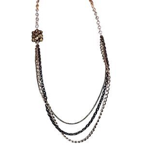 AEO Tri-Metal Crystal Accent Statement Necklace
